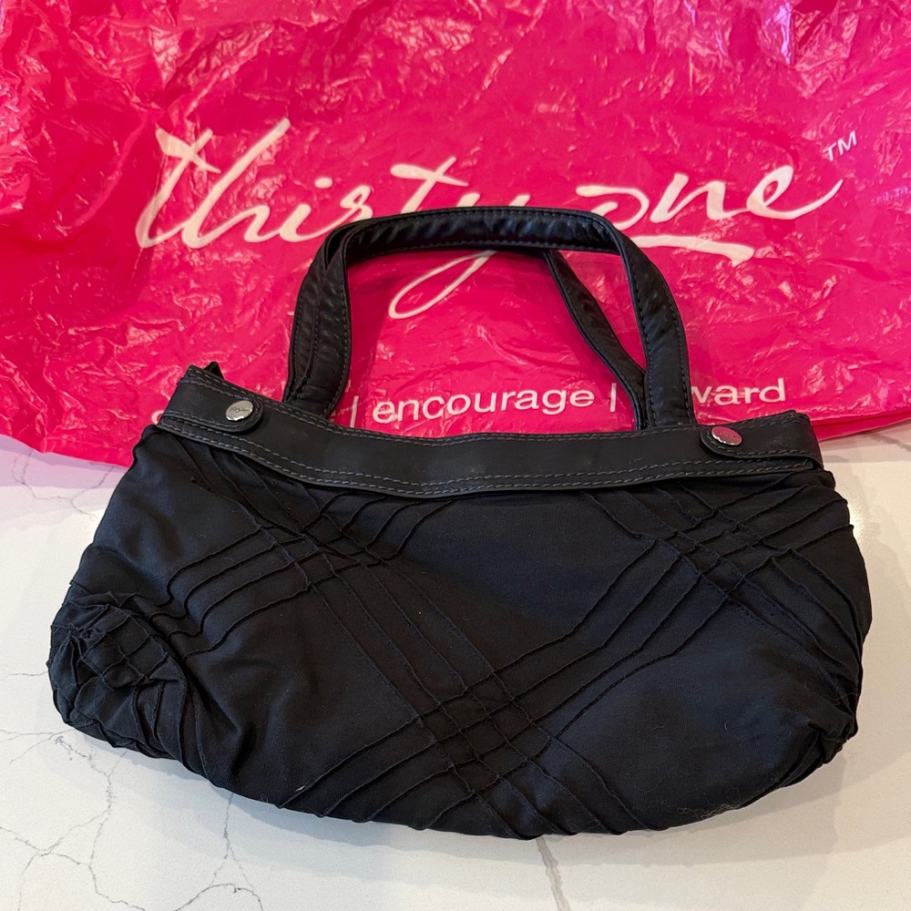 thirty-one Black Ruched Shoulder Bag